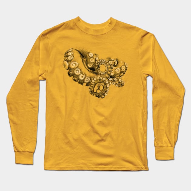 Octopus Tentacles Two Tone Drawing Long Sleeve T-Shirt by SuspendedDreams